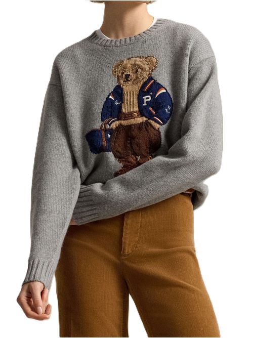MAGLIONE IN LANA E CASHMERE CON POLO BEAR GRIGIO Polo Ralph Lauren | 211-B17771-002OUTPOST GRY HTHR